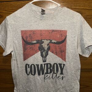Gray Cowboy Killer Graphic T-Shirt